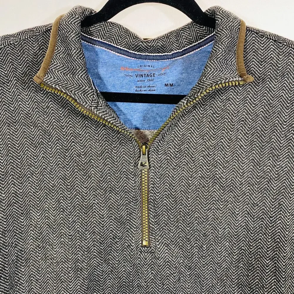 Men's Weatherproof Herringbone Quarter Zip  Pullover Sweater Medium‎